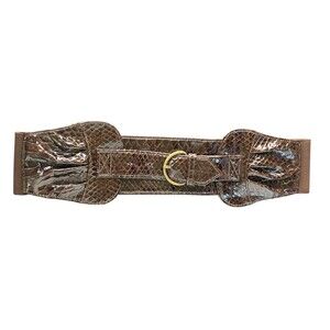 Vintage 80's 90's Wide Brown Elastic Belt S/M Faux Snakeskin Ren Faire Steampunk
